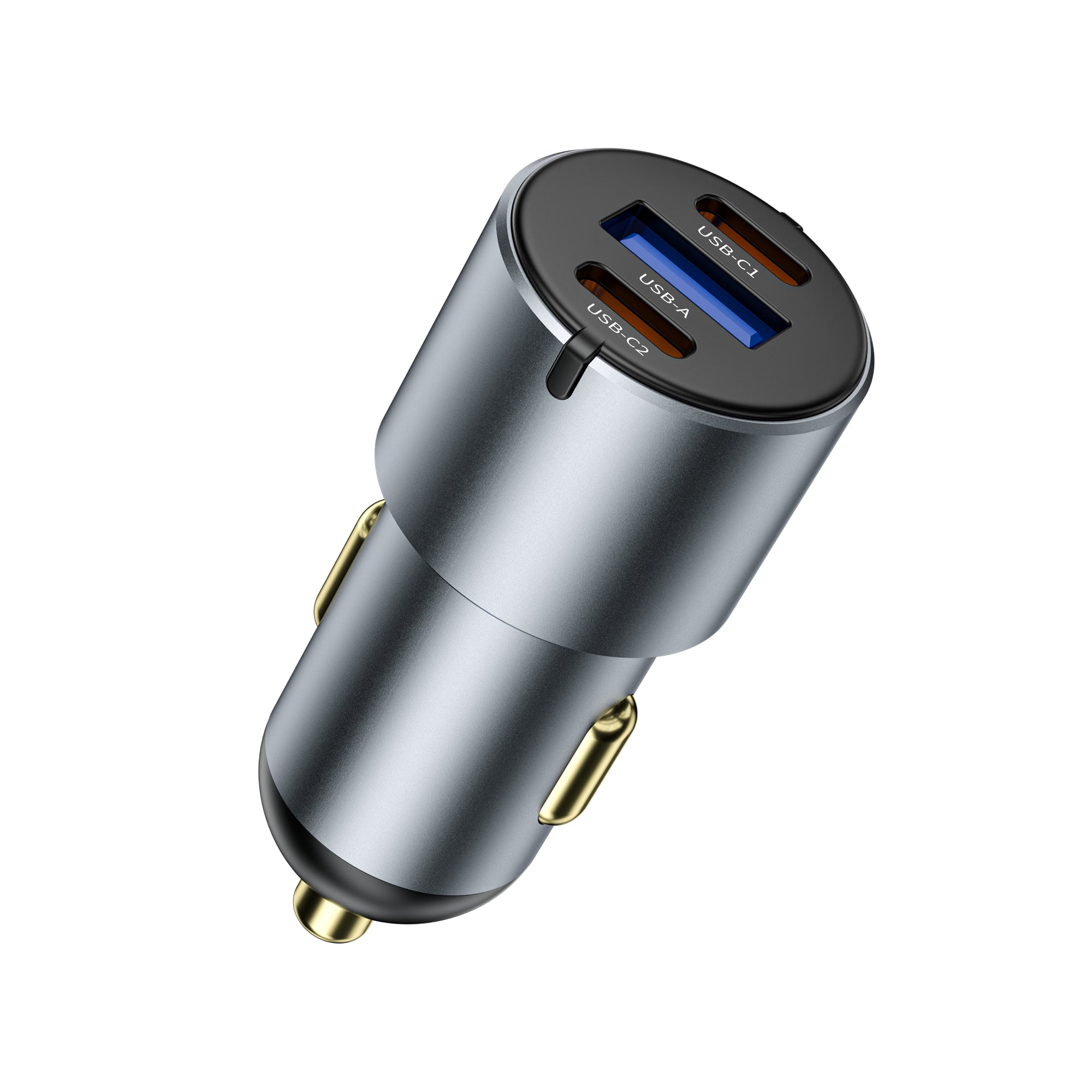 WiWU Wi‑CC032 Nano Pro 60W Dual USB‑C plus USB‑A Car Charger PD Fast Charging Aluminum Alloy