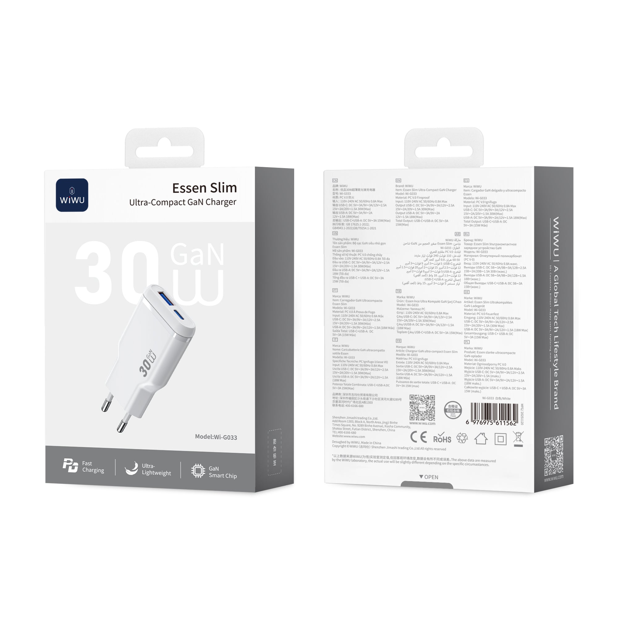 WiWU 30W Essen Slim Ultra-Compact GaN Charger Wi-G033