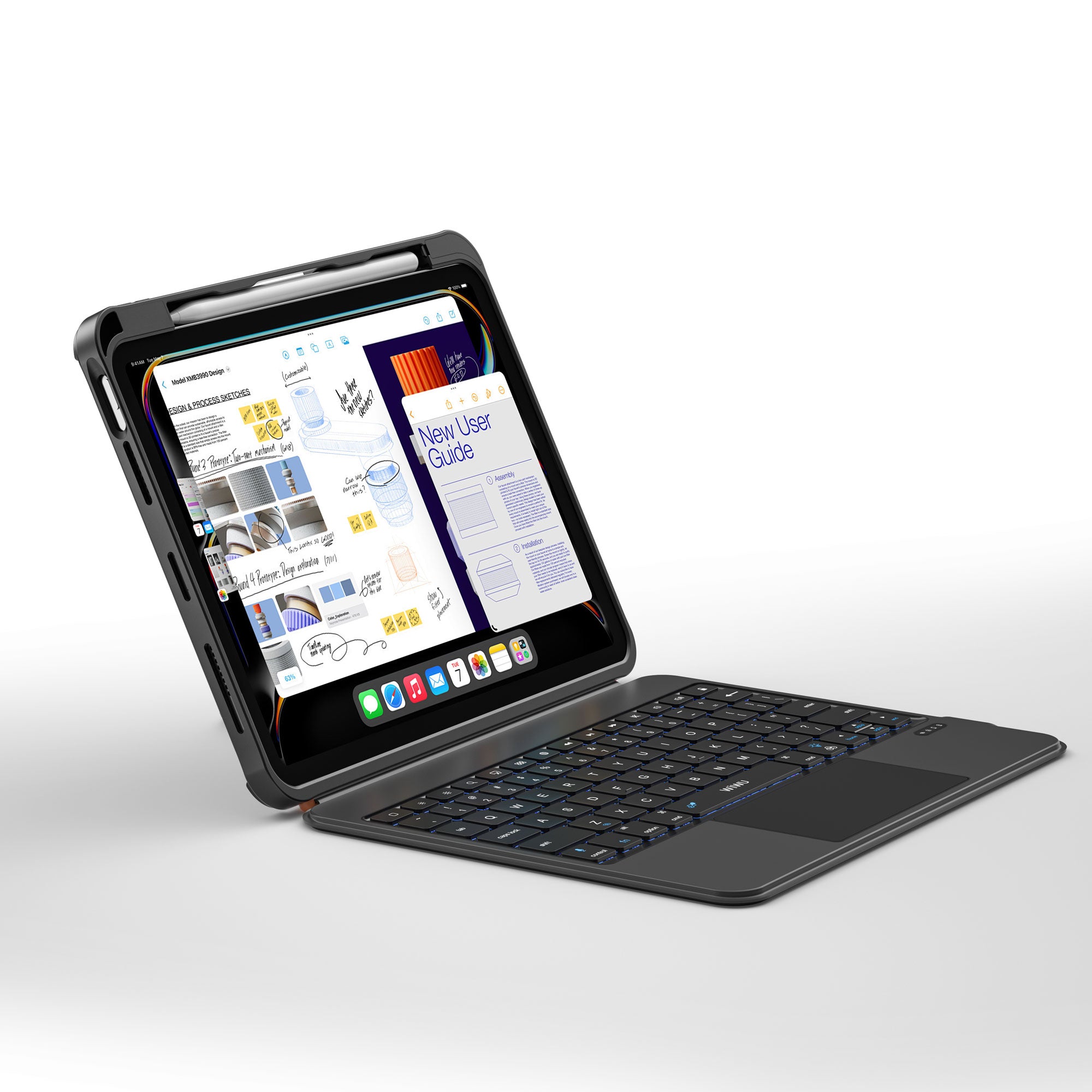 WiWU MK-007 Pro 360° Rotating Detachable Keyboard Case All-in-One Protection Smart Touchpad Ultra-Fast Typing