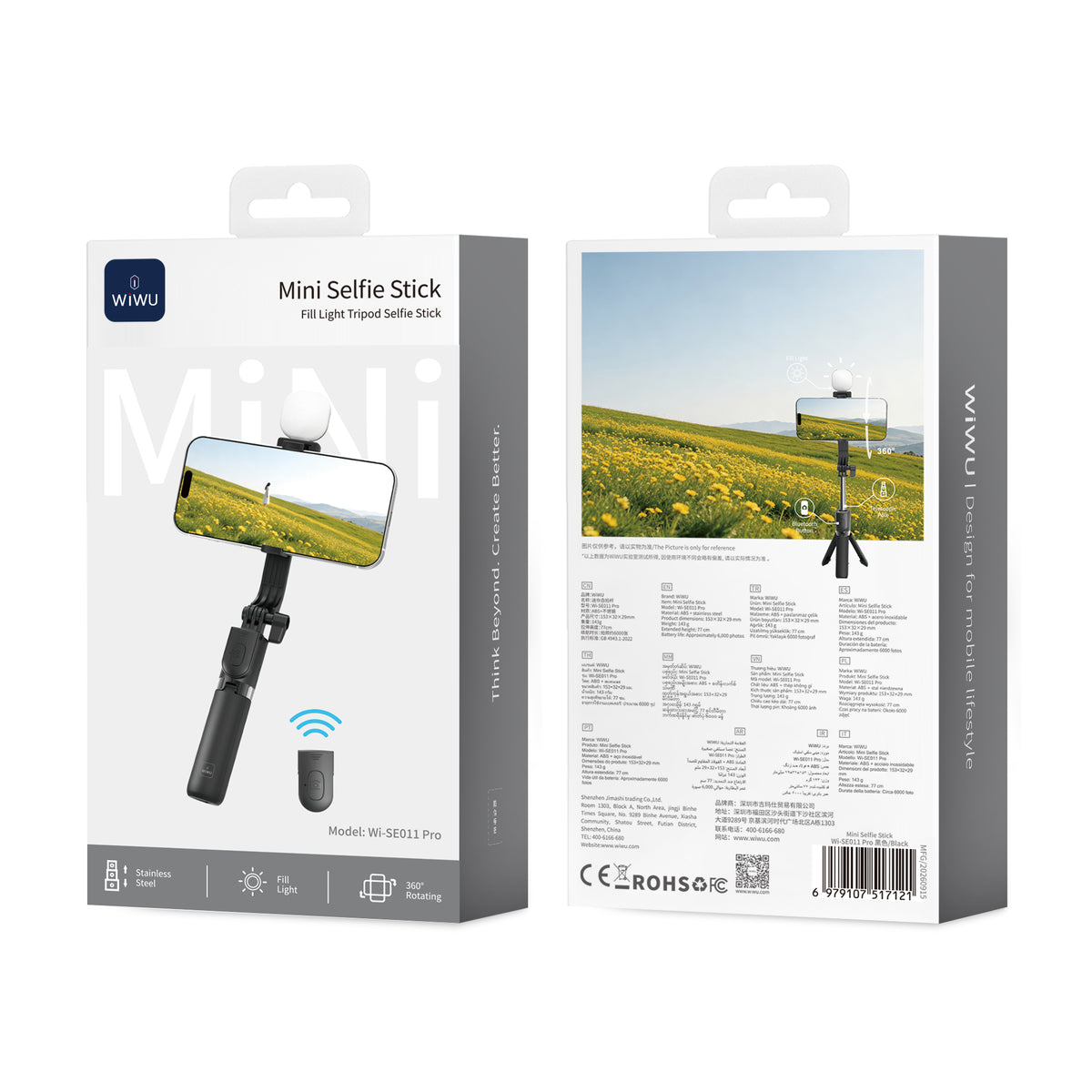 WiWU Wi-SE011 Pro Mini Selfie Stick with Fill Light