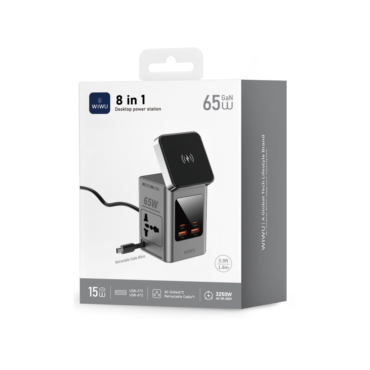 WiWU 65W GaN 10-in-1 Wireless Chager with cable&socket Wi-W040