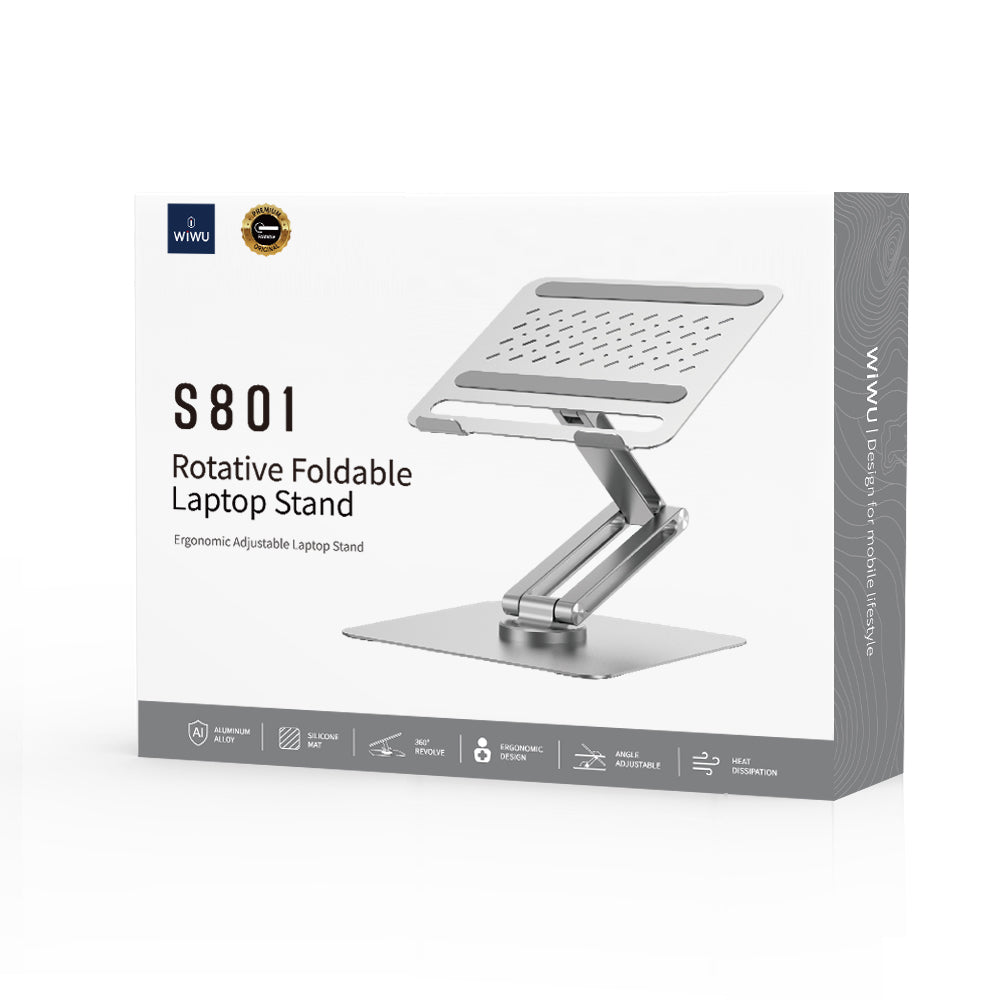 WiWU Ergonomic Aluminum Alloy Laptop Stand S801 Rotative Adjustable Notebook Holder