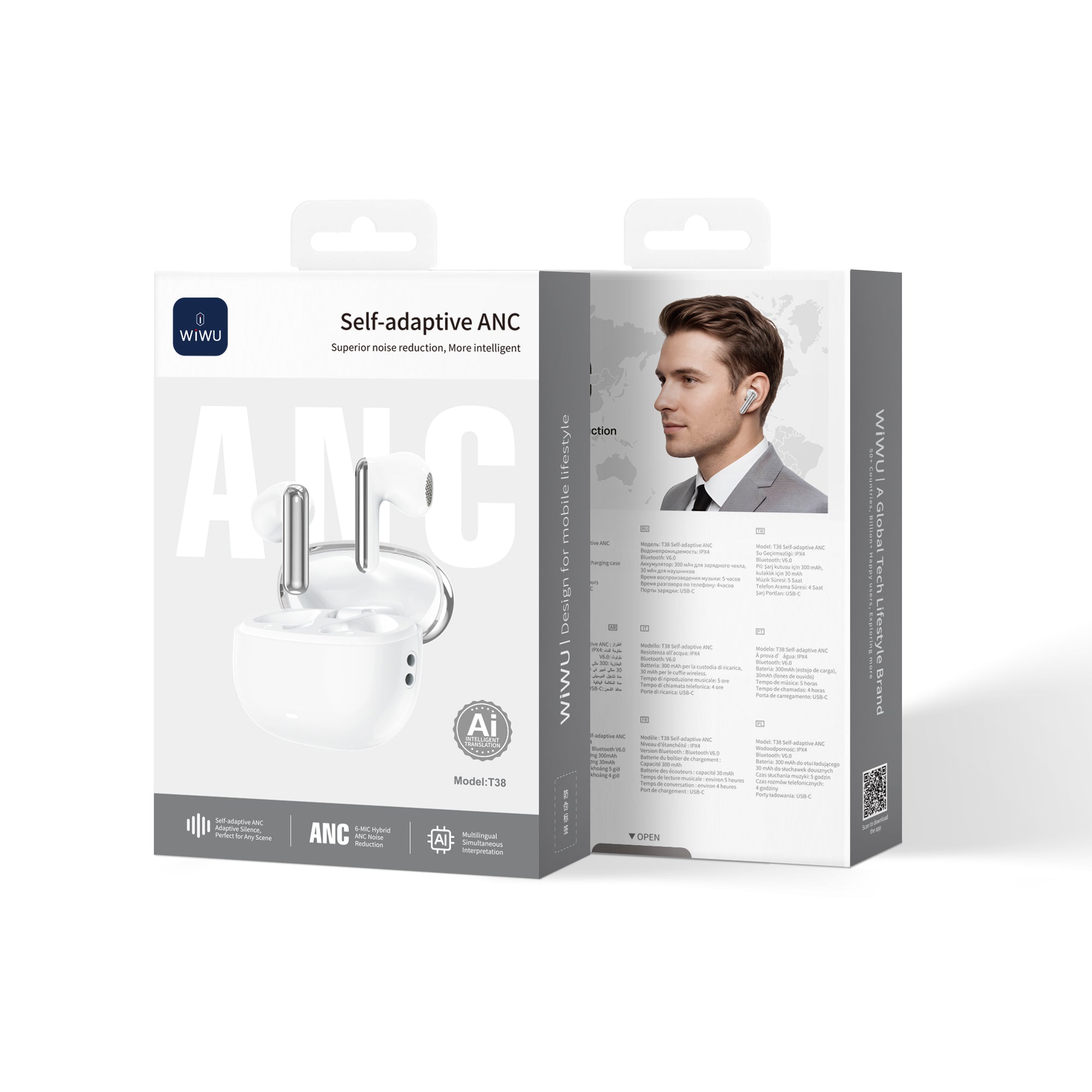WiWU T38 Self-Adaptive ANC True Wireless Earbuds
