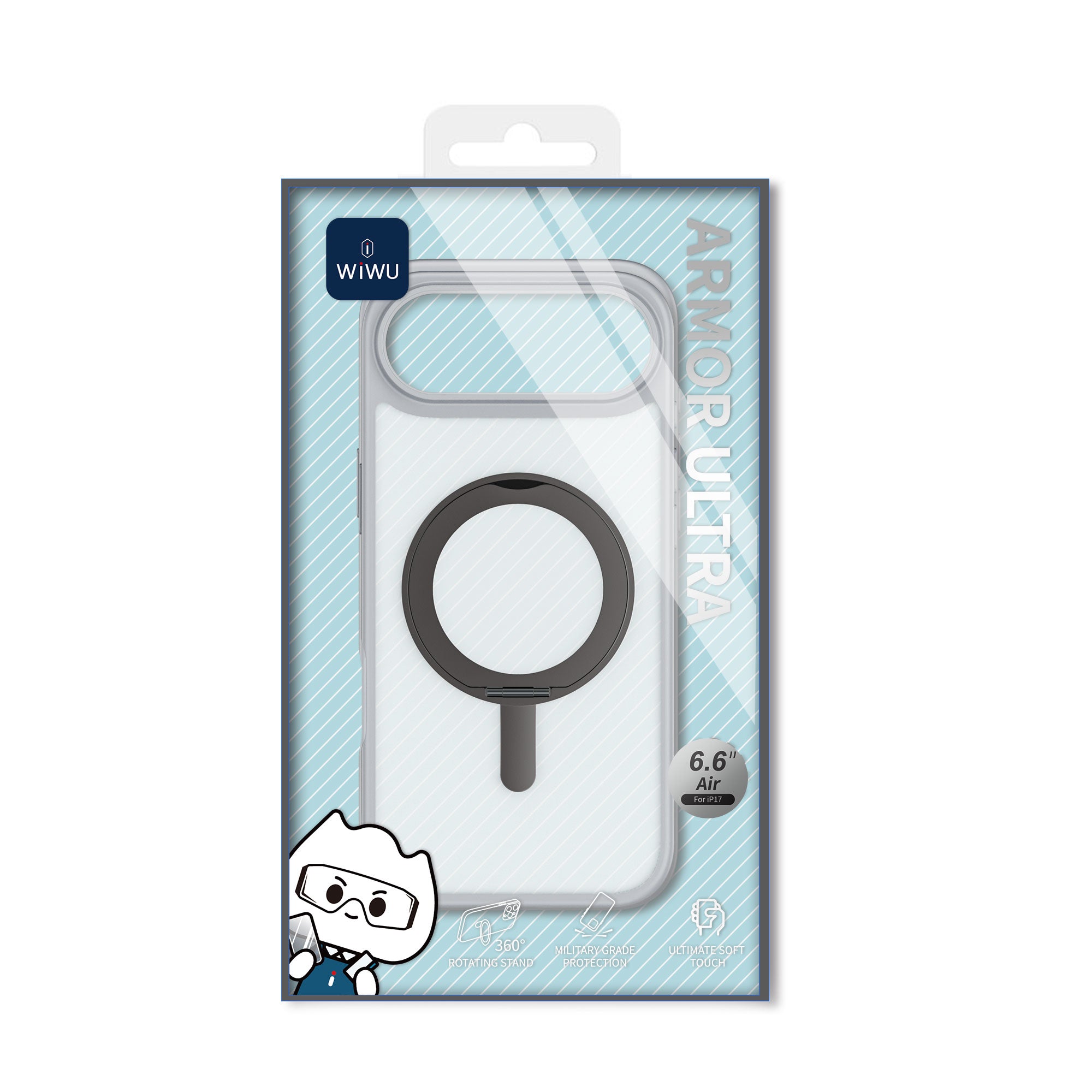 WiWU FGG-202 Soft Touch Magnetic Case with Kickstand Shockproof Skin Feel for IP17 Series