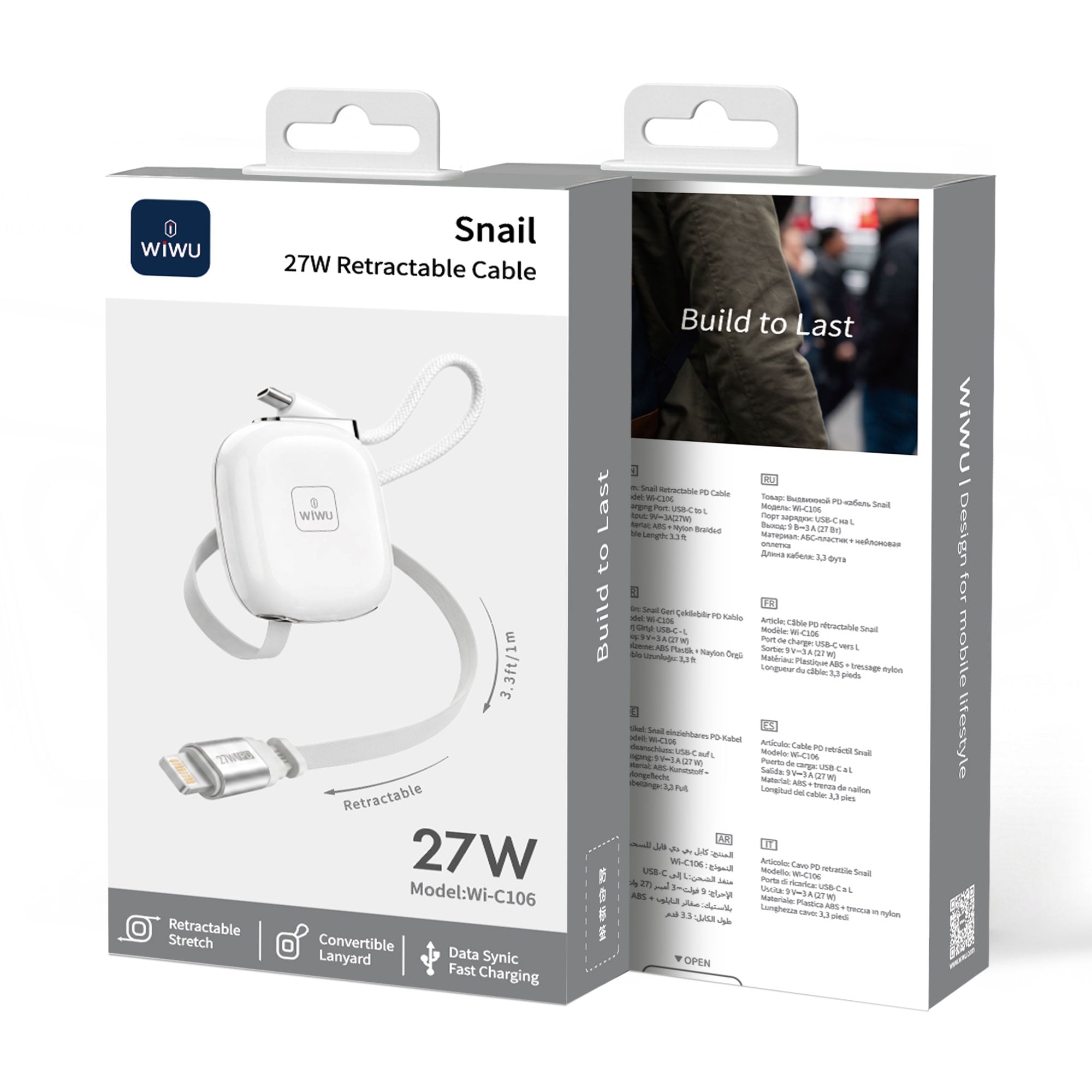 WiWU 27W Retractable USB-C to Lightning Cable Wi-C106