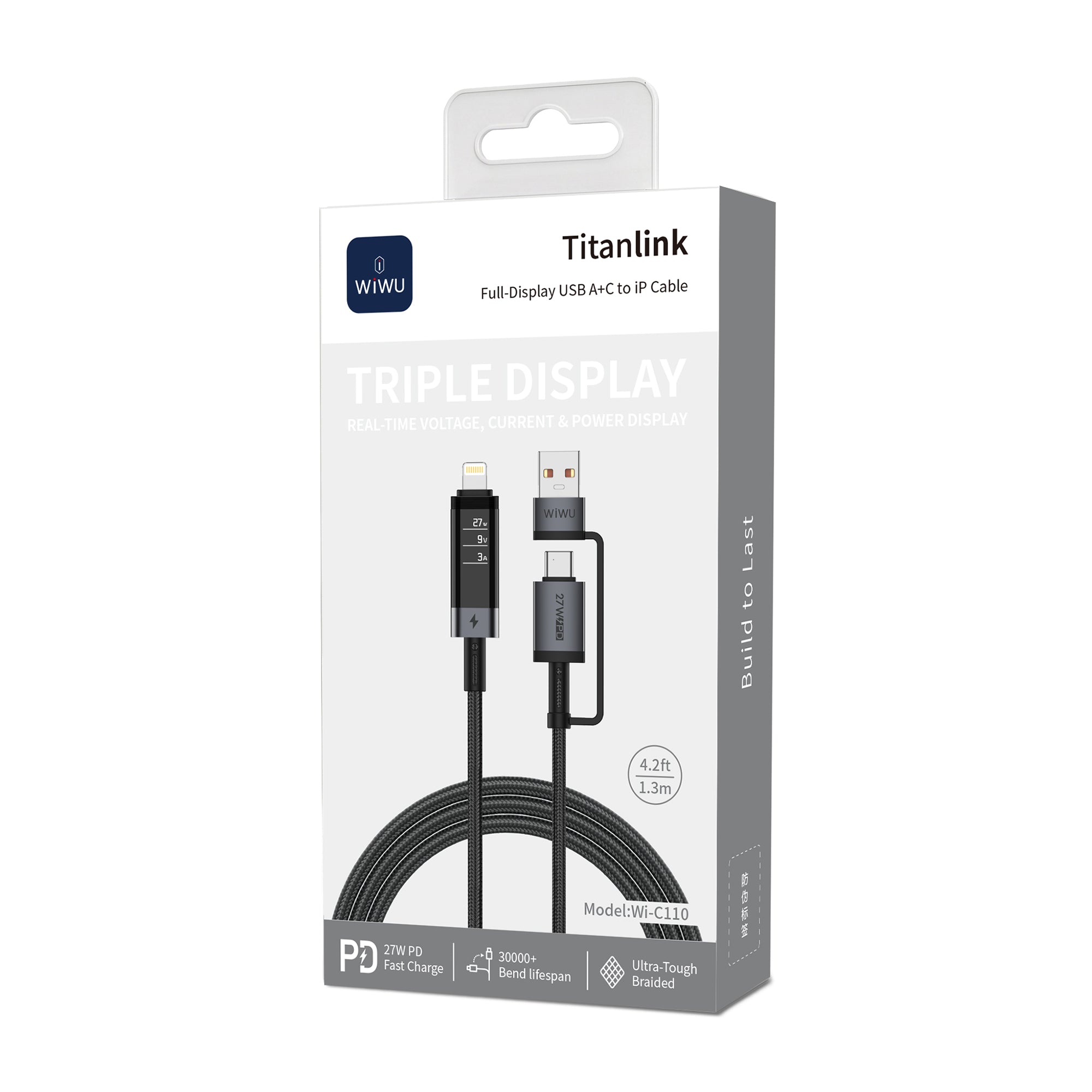 WiWU USB-A+C to Lightning Cable Wi-C110