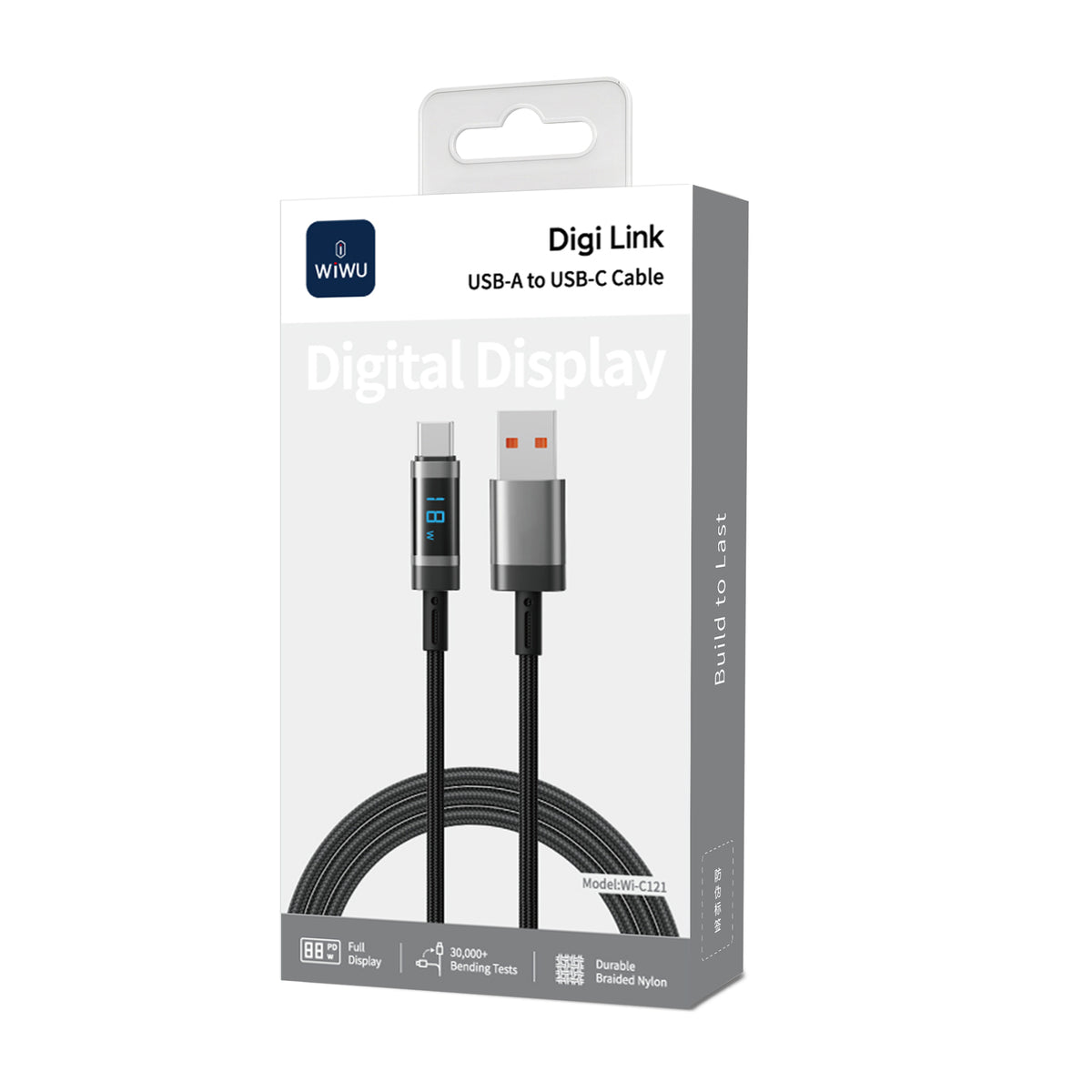WiWU Wi-C121–C124 Digital Display 60W Braided Fast Charging Cable