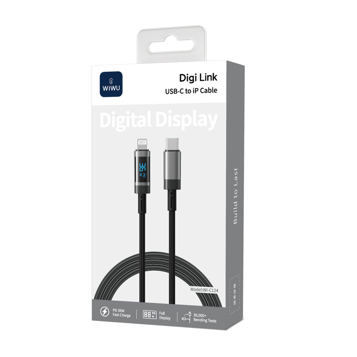 WiWU Wi-C121–C124 Digital Display 60W Braided Fast Charging Cable